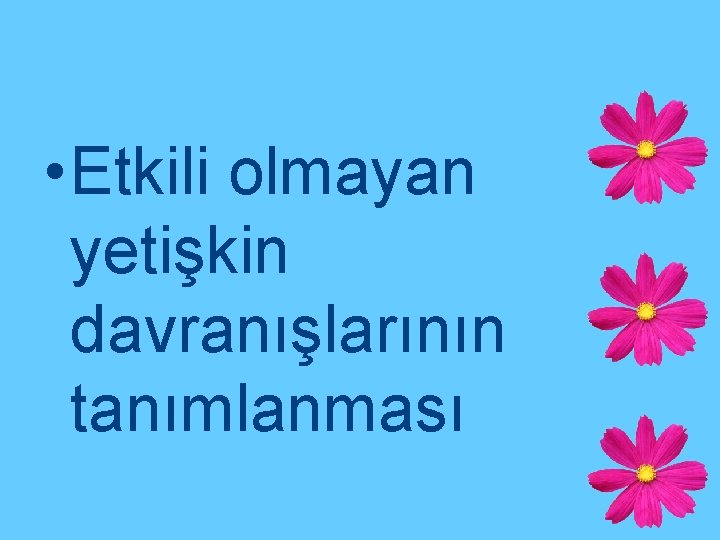  • Etkili olmayan yetişkin davranışlarının tanımlanması 