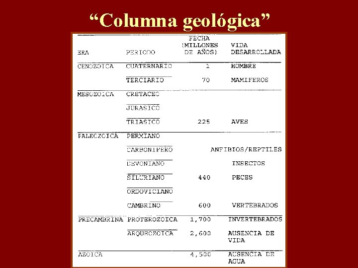 “Columna geológica” 