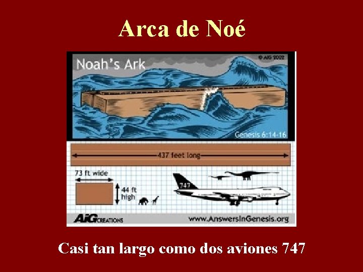 Arca de Noé Casi tan largo como dos aviones 747 