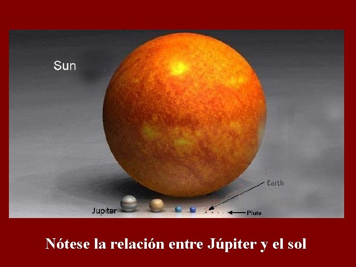 Nótese la relación entre Júpiter y el sol 