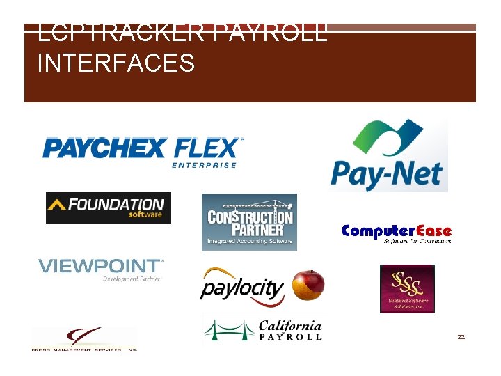 LCPTRACKER PAYROLL INTERFACES 22 