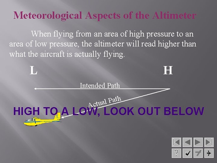 Meteorological Aspects of the Altimeter When flying from an area of high pressure to