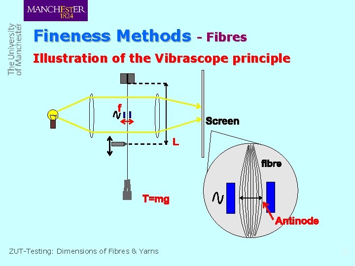 Fineness Methods - Fibres Illustration of the Vibrascope principle ZUT-Testing: Dimensions of Fibres &