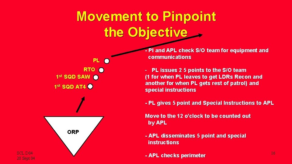 Movement to Pinpoint the Objective PL RTO 1 st SQD SAW 1 st SQD