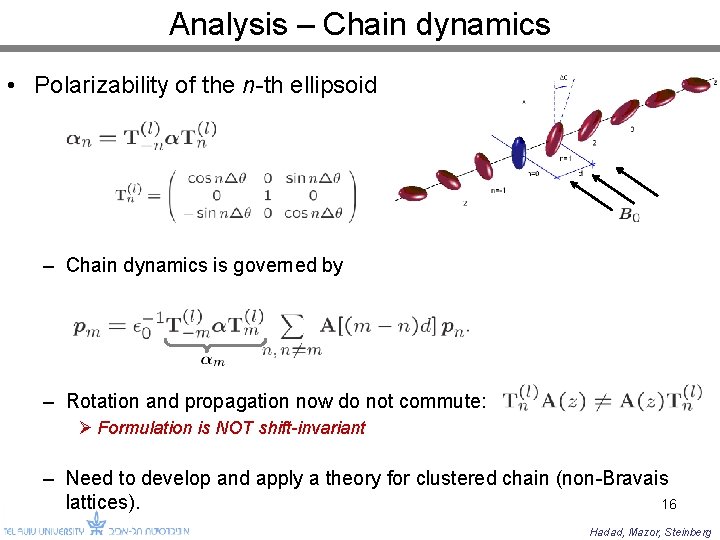Analysis – Chain dynamics • Polarizability of the n-th ellipsoid – Chain dynamics is