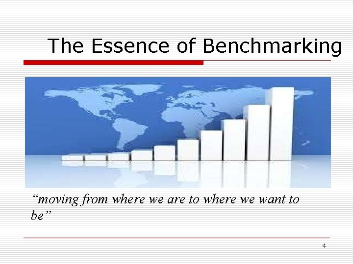 The Essence of Benchmarking “moving from where we are to where we want to