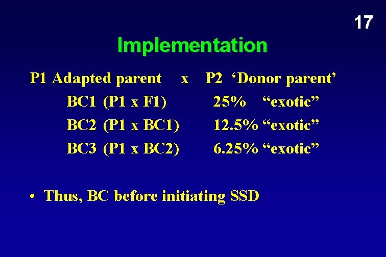 17 Implementation P 1 Adapted parent x BC 1 (P 1 x F 1)