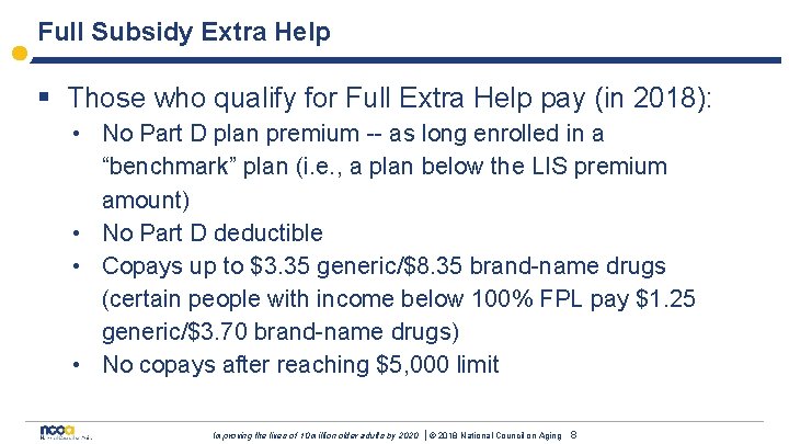 Full Subsidy Extra Help § Those who qualify for Full Extra Help pay (in