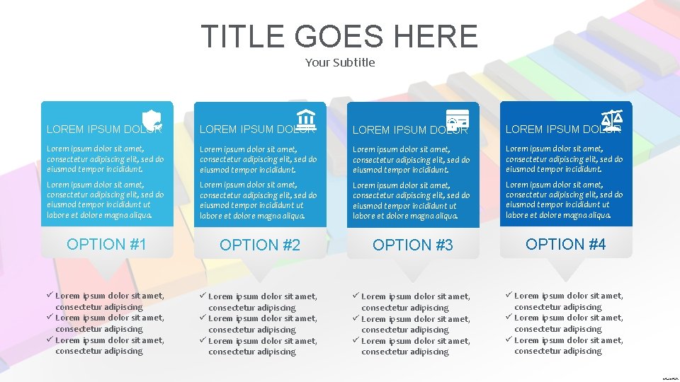 TITLE GOES HERE Your Subtitle LOREM IPSUM DOLOR Lorem ipsum dolor sit amet, consectetur TITLE GOES HERE Your Subtitle LOREM IPSUM DOLOR Lorem ipsum dolor sit amet, consectetur