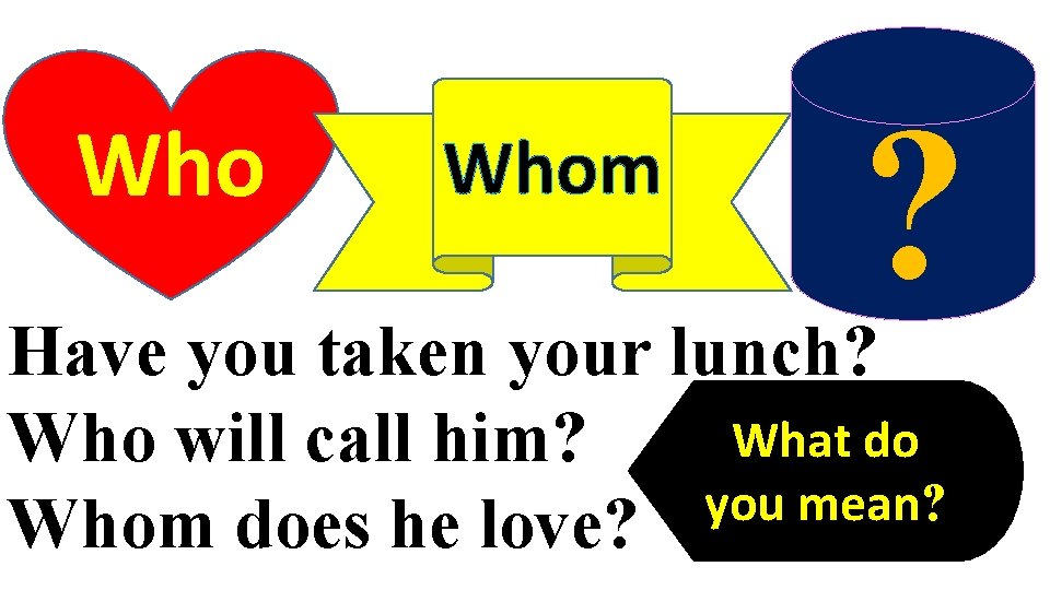 Who Whom ? Have you taken your lunch? What do Who will call him?