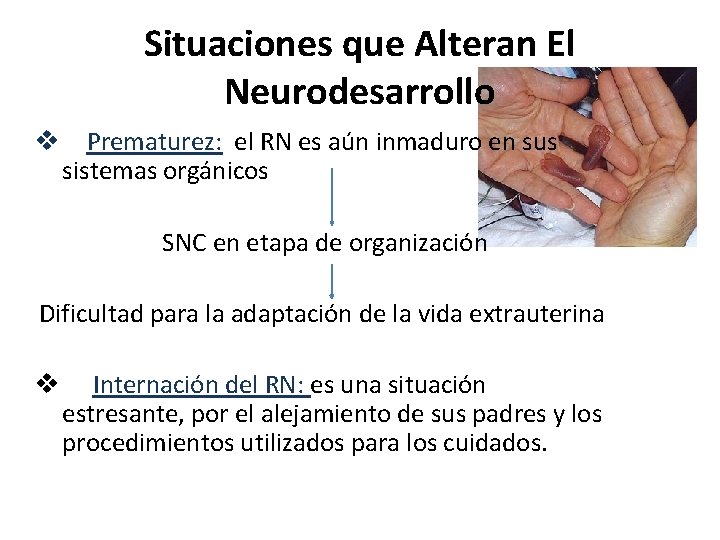 Situaciones que Alteran El Neurodesarrollo v Prematurez: el RN es aún inmaduro en sus