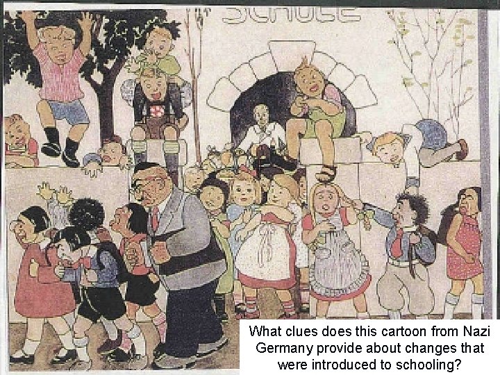 What clues does this cartoon from Nazi Germany provide about changes that were introduced