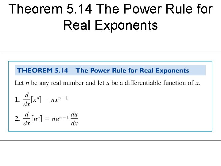 Theorem 5. 14 The Power Rule for Real Exponents 