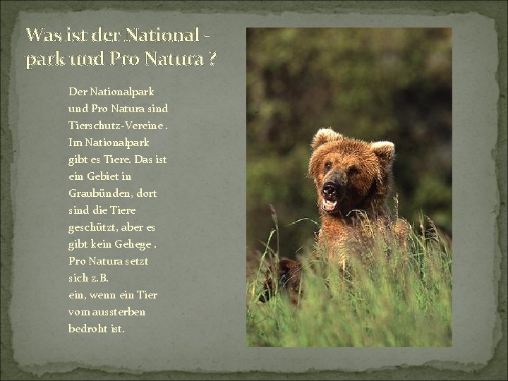 Was ist der National park und Pro Natura ? Der Nationalpark und Pro Natura