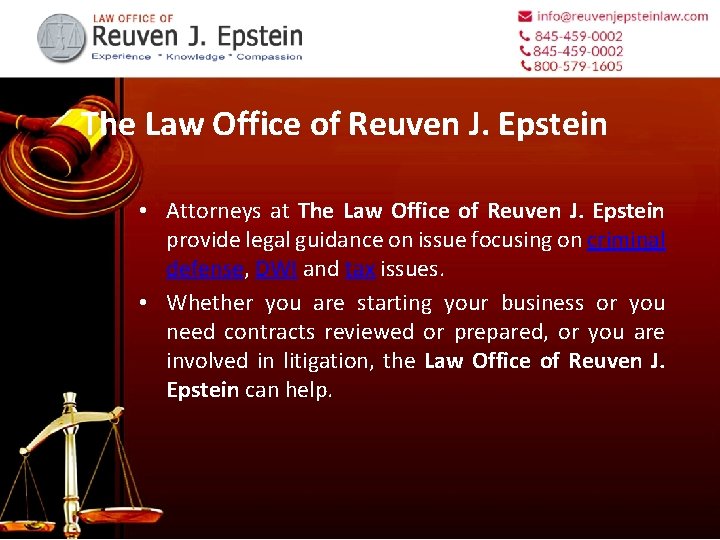 The Law Office of Reuven J. Epstein • Attorneys at The Law Office of