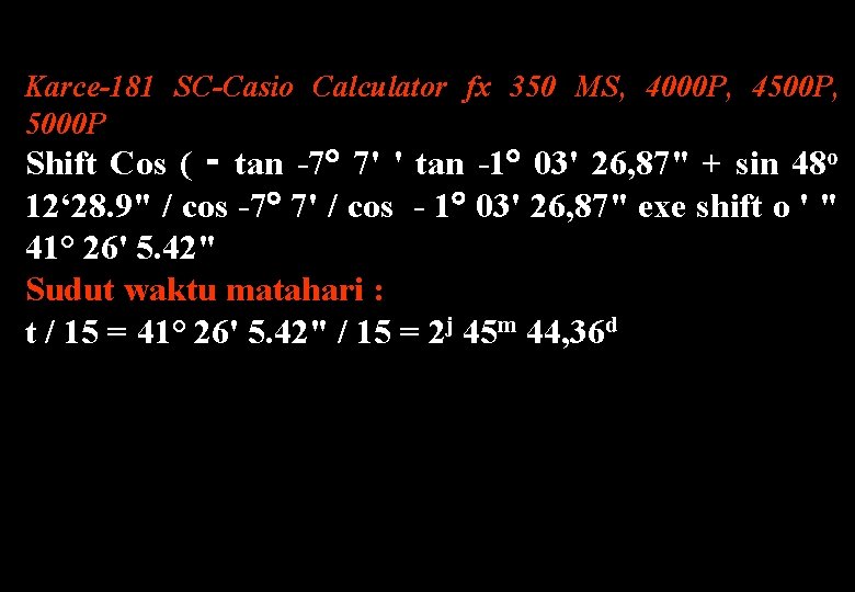 Karce-181 SC-Casio Calculator fx 350 MS, 4000 P, 4500 P, 5000 P Shift Cos