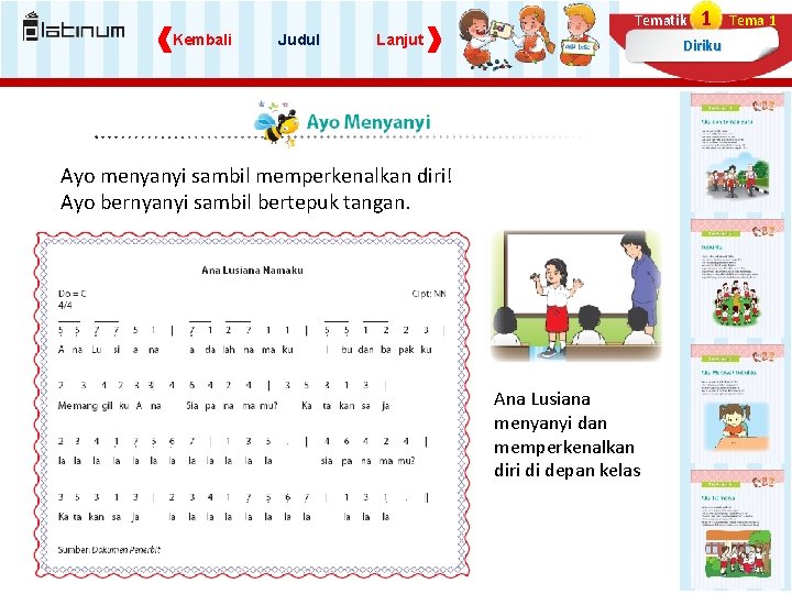 Tematik Kembali Judul Lanjut 1 Diriku Ayo menyanyi sambil memperkenalkan diri! Ayo bernyanyi sambil Tematik Kembali Judul Lanjut 1 Diriku Ayo menyanyi sambil memperkenalkan diri! Ayo bernyanyi sambil