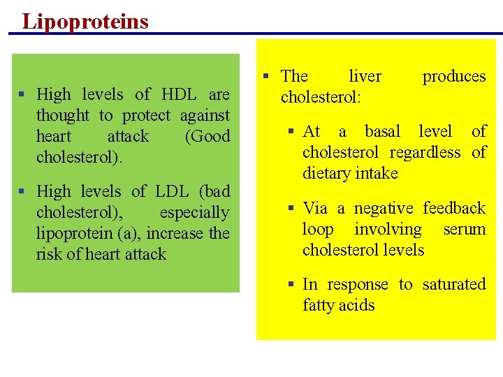 Lipoproteins § High levels of HDL are thought to protect against heart attack (Good Lipoproteins § High levels of HDL are thought to protect against heart attack (Good