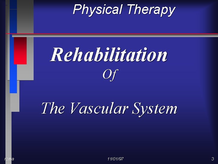 Physical Therapy Rehabilitation Of The Vascular System roma 11/01/97 3 