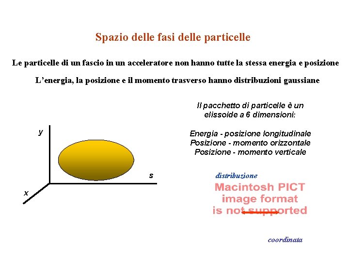 Spazio delle fasi delle particelle Le particelle di un fascio in un acceleratore non