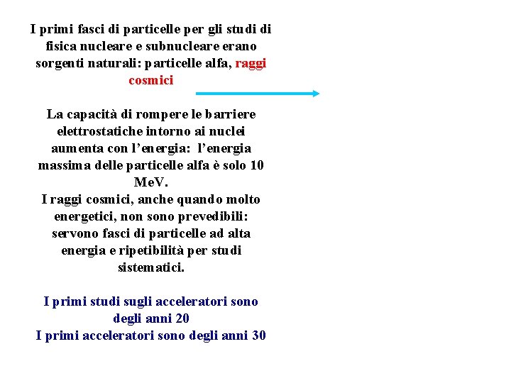 I primi fasci di particelle per gli studi di fisica nucleare e subnucleare erano