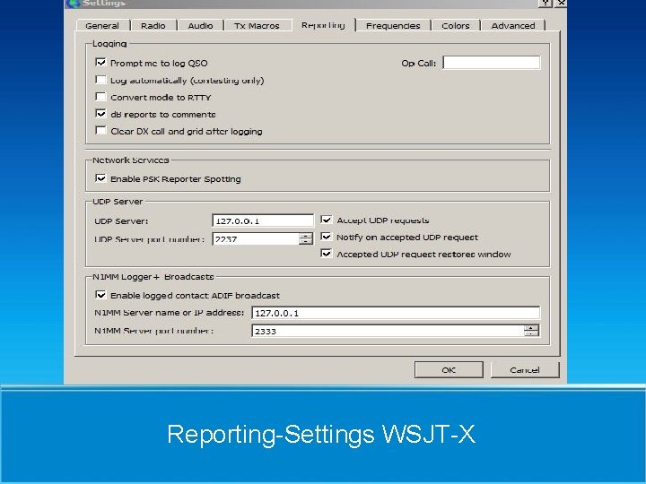 Reporting-Settings WSJT-X 