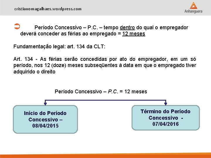 cristianomagalhaes. wordpress. com Período Concessivo – P. C. – tempo dentro do qual o