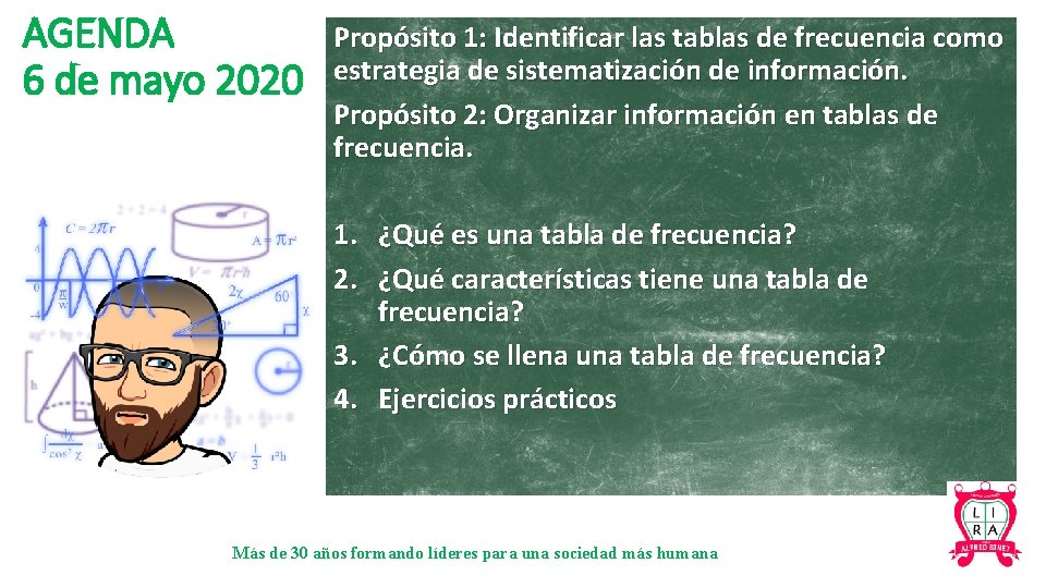 AGENDA 6 de mayo 2020 Propósito 1: Identificar las tablas de frecuencia como estrategia