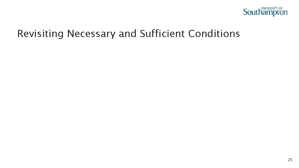  • Revisiting Necessary and Sufficient Conditions 25 