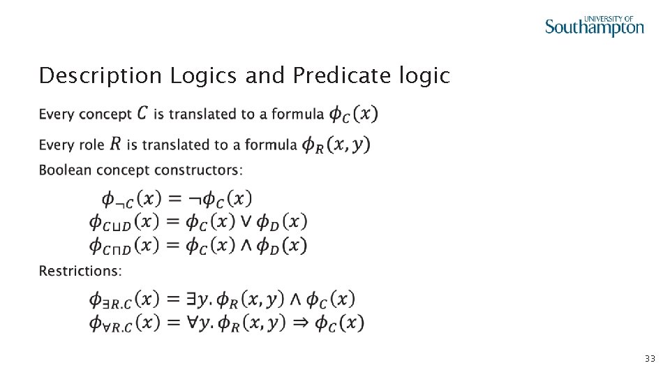 Description Logics and Predicate logic • 33 