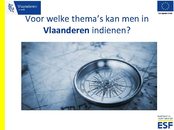 Voor welke thema’s kan men in Vlaanderen indienen? 