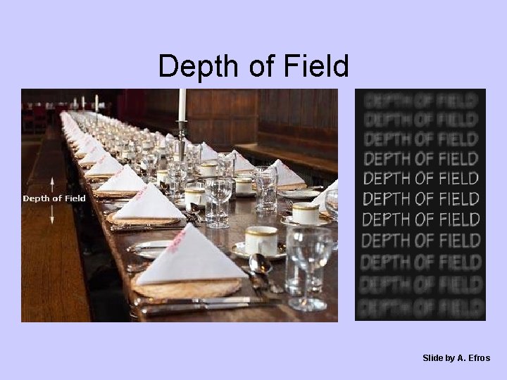 Depth of Field http: //www. cambridgeincolour. com/tutorials/depth-of-field. htm Slide by A. Efros 