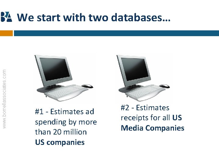 www. borrellassociates. com We start with two databases… #1 - Estimates ad spending by