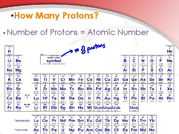  • How Many Protons? • Number of Protons = Atomic Number 