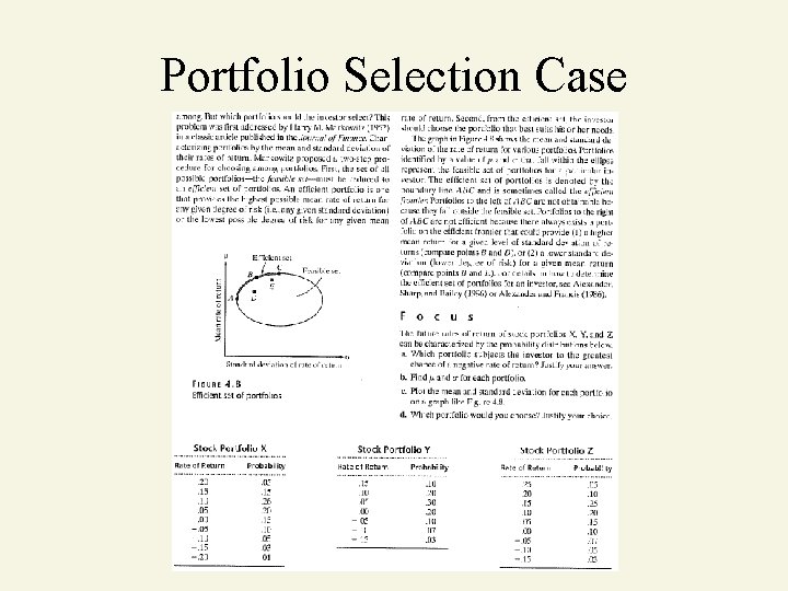 Portfolio Selection Case 