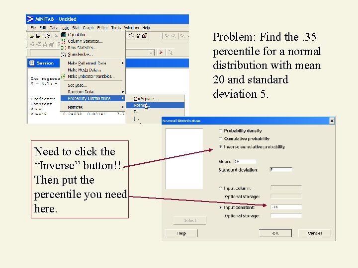 Problem: Find the. 35 percentile for a normal distribution with mean 20 and standard