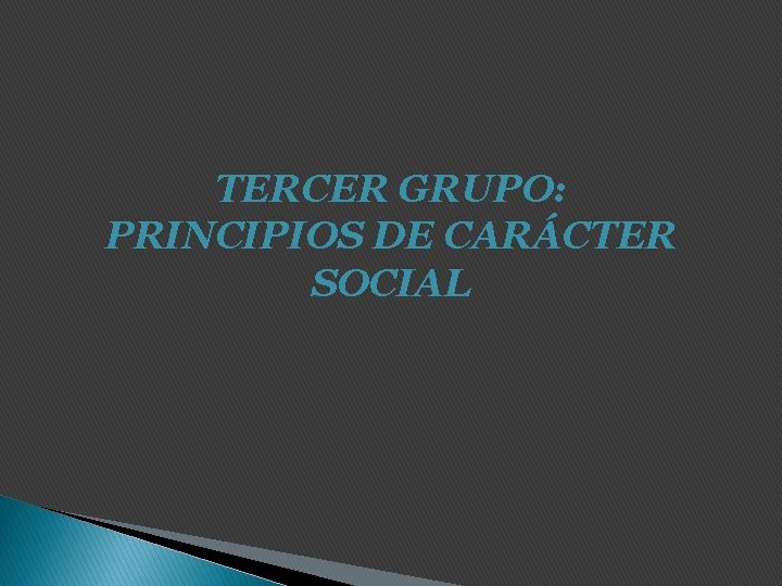 TERCER GRUPO: PRINCIPIOS DE CARÁCTER SOCIAL 