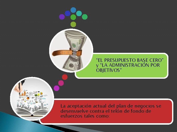 “EL PRESUPUESTO BASE CERO” y “LA ADMINISTRACIÓN POR OBJETIVOS” La aceptación actual del plan