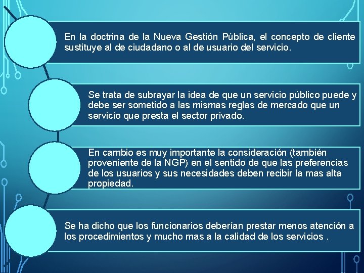 En la doctrina de la Nueva Gestión Pública, el concepto de cliente sustituye al