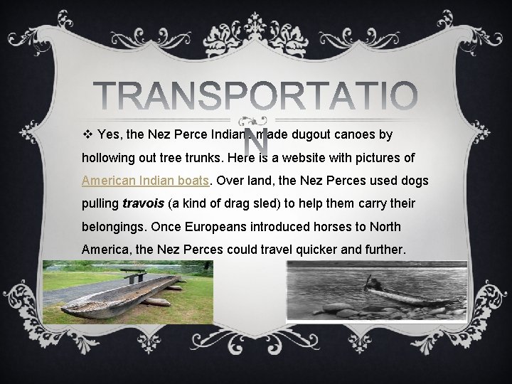 v Yes, the Nez Perce Indians made dugout canoes by hollowing out tree trunks.