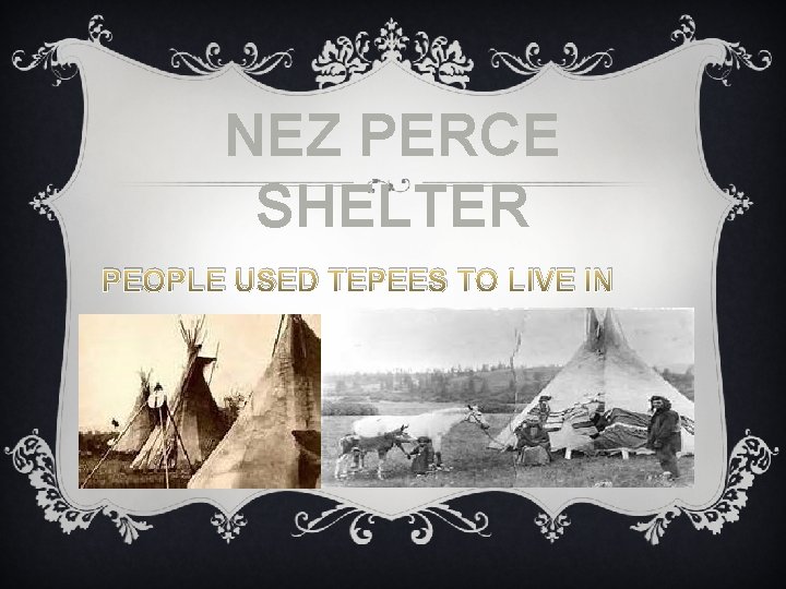 NEZ PERCE SHELTER PEOPLE USED TEPEES TO LIVE IN 
