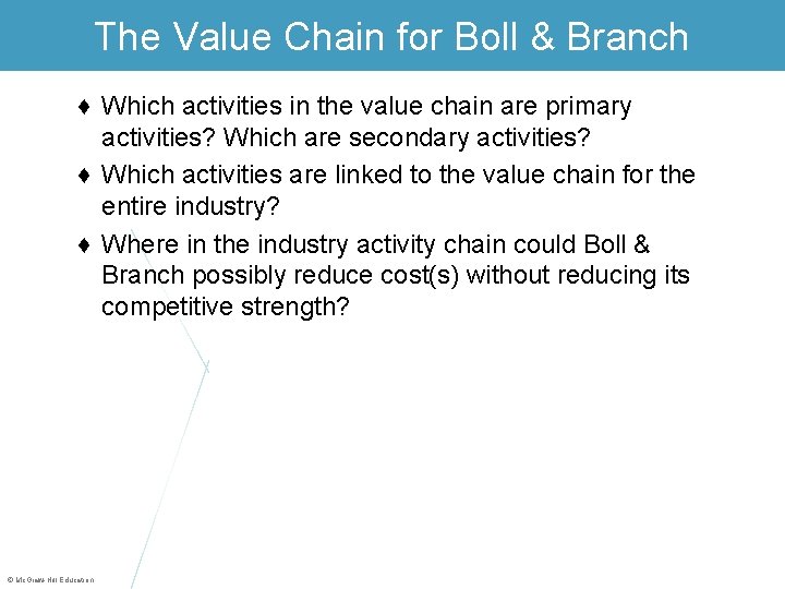 The Value Chain for Boll & Branch ♦ Which activities in the value chain