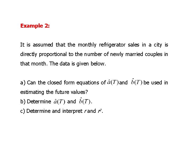 Example 2: It is assumed that the monthly refrigerator sales in a city is