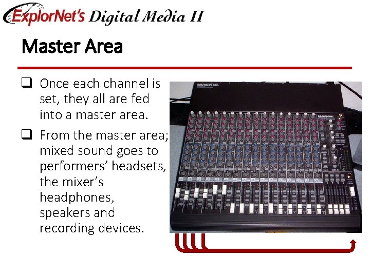 Master Area q Once each channel is set, they all are fed into a