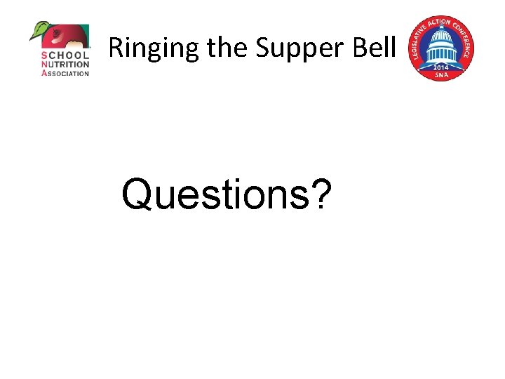 Ringing the Supper Bell Questions? 