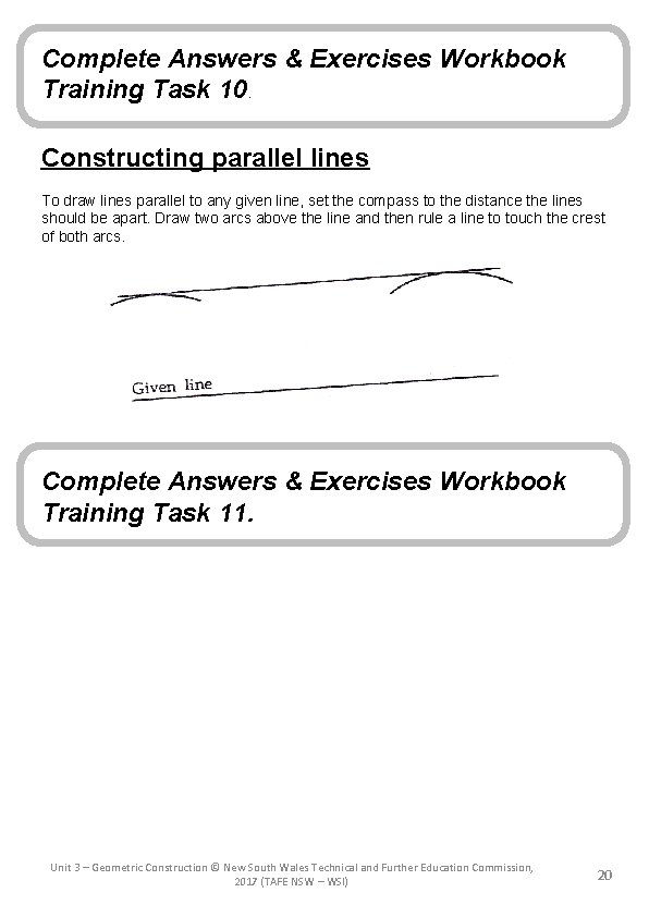 Complete Answers & Exercises Workbook Training Task 10. Constructing parallel lines To draw lines
