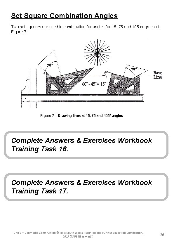 Set Square Combination Angles Two set squares are used in combination for angles for