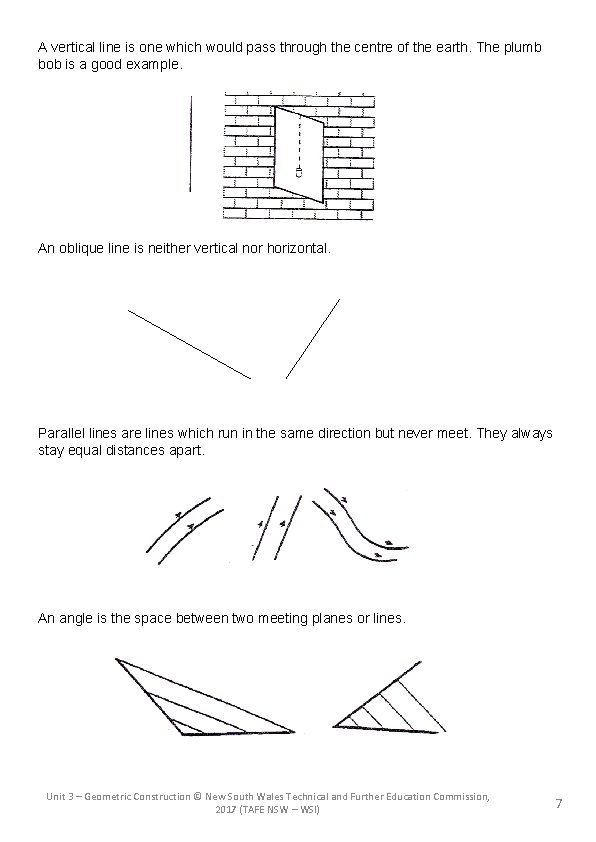 A vertical line is one which would pass through the centre of the earth.