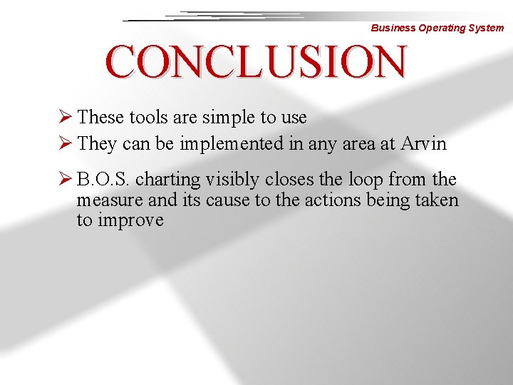 Business Operating System CONCLUSION Ø These tools are simple to use Ø They can