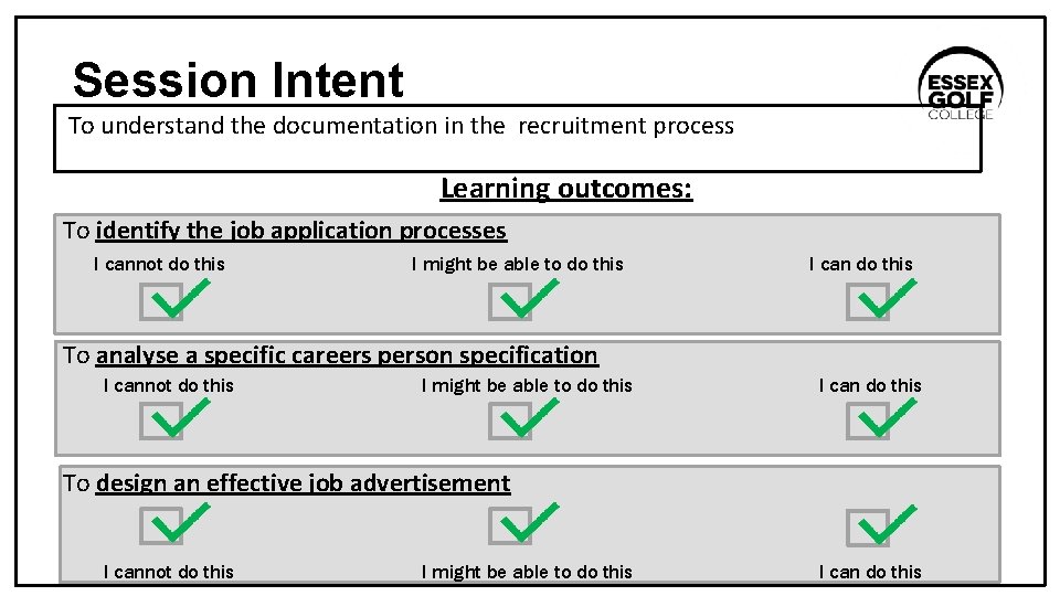 Session Intent To understand the documentation in the recruitment process Learning outcomes: To identify